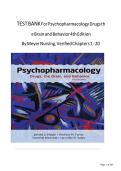 Test Bank for Psychopharmacology&colon; Drugs&comma; the Brain&comma; and Behavior &lpar;4th Edition&rpar; by Meyer
