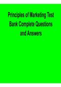 Principles of Marketing Test Bank Complete Questions and Answers 2025&sol; 2026 Comprehensive Marketing Exam Prep Guide with Solutions