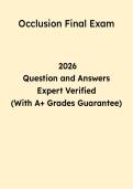 Occlusion Final Exam Study Guide 2026 &vert; Dental Questions & Answers PDF