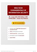 WGU D430 Fundamentals of Information Security 95&plus; &lpar;Latest 2025-2026 Edition&rpar; 100&percnt; Verified Q&A &plus; Answer Key Solutions