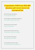 Comprehensive PMP Certification Exam 2026&vert; 400&plus; Questions and Correct Answers for Guaranteed Pass