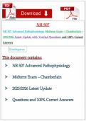 NR 507 Advanced Pathophysiology Midterm Exam &ndash; Chamberlain &ndash; 2025&sol;2026 Latest Update with Verified Questions and 100&percnt; Correct Answers
