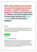 NR511 Week 4 Midterm Exam Due 22th November 2025 Complete Actual Exam Questions 1- 100 