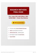 Research Methods Final Exam 110&plus; &lpar;Latest 2025-2026 Edition&rpar; 100&percnt; Verified Q&A &plus; Answer Key Solutions