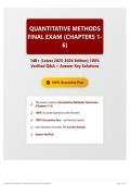 Quantitative Methods Final Exam &lpar;Chapters 1-6&rpar; 140&plus; &lpar;Latest 2025-2026 Edition&rpar; 100&percnt; Verified Q&A &plus; Answer Key Solutions