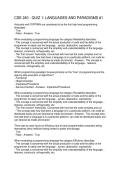 CSE 240 - QUIZ 1 LANGUAGES AND PARADIGMS -1