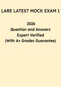LARE Latest Mock Exam 1 Study Guide 2026 &vert; Updated Practice Questions & Answers PDF
