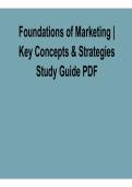 Foundations of Marketing Key Concepts & Strategies Study Guide PDF 2025&sol; 2026 Comprehensive Marketing Review Guide with Solutions