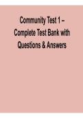 Community Test 1 &ndash; Complete Test Bank with Questions and Answers 2025&sol; 2026 Comprehensive Community Health Exam Prep Guide with Solutions