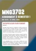 MNG3702 Assignment 2 &lbrace;COMPLETE ANSWERS&rcub; Semester 1 2026 - Due Date 21 April 2026