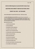 ALOA Certified Registered Locksmith &lpar;CRL&rpar; Practice Exam QUESTIONS AND CORRECT VERIFIED SOLUTIONS LATEST UPDATE THIS YEAR &ndash; JUST RELEASED