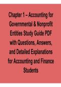 Chapter 1 Accounting for Governmental & Nonprofit Entities Study Guide PDF with Questions Answers 2025&sol; 2026 Comprehensive Accounting Review Guide with Solutions