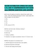 WATER DISTRIBUTION OPERATOR GRADE II&comma; III&comma; AND IV COMPREHENSIVE TEST BANK 2026 VERIFIED QUESTIONS AND ANSWERS