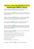 Unit Test 1- Nurse 165 UPDATED ACTUAL   Questions and CORRECT Answers  