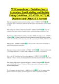 W3 Comprehensive Nutrition Source  Evaluation&comma; Food Labeling&comma; and Healthy  Eating Guidelines UPDATED  ACTUAL  Questions and CORRECT Answers 