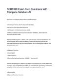 NERC RC Exam Prep Questions with Complete Solutions