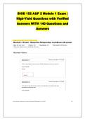 BIOD 152 A&P 2 Module 1 Exam &vert;  High-Yield Questions with Verified  Answers WITH 140 Questions and  Answers