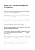 NPMA CPPS Practice Test Questions and Answers