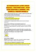 ATI PHARMACOLOGY LATEST UPDATE 2022&sol;2023 &ndash; PROCTORED EXAM &ndash; STUDY GUIDE QUESTIONS & ANSWERS &vert; 100&percnt; CORRECTLY VERIFIED GRADED A&plus;