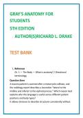 2026 NGN NCLEX Test Bank for Gray&rsquo;s Anatomy for Students 5th Edition by Drake Vogl Mitchell &vert; MCQs Rationales Clinical Judgment