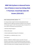 NRNP 6566 Synthesis in Advanced Practice Care of Patients in Acute Care Settings Week 11 Final Exam &vert; Actual Study Guide with Answers &lpar;2026&sol;2027&rpar;