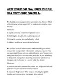 WEST COAST EMT FINAL PAPER 2026 FULL Q&A STUDY GUIDE GRADED A&plus;