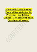 Advanced Practice Nursing&colon;  Essential Knowledge for the  Profession &ndash; 3rd Edition &ndash;  Denisco &ndash; Test Bank with Exam  Questions and Answers  