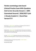 Florida cosmetology state board  &lpar;clinical&rpar; Practice Exam With Questions  And Correct Accurate Answers &vert; 100&percnt;  Guaranteed Assured &vert; 2026&sol;2027 Cycle  &vert; Already Graded A&plus; &vert; Brand New  Version&excl;&excl;&excl;&excl;&excl;&excl;