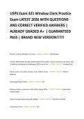 USPS Exam 421 Window Clerk Practice  Exam LATEST 2026 WITH QUESTIONS  AND CORRECT VERIFIED ANSWERS &vert;  ALREADY GRADED A&plus;  &vert; GUARANTEED  PASS &vert; BRAND NEW VERSION&excl;&excl;&excl;&excl;&excl;&excl; 