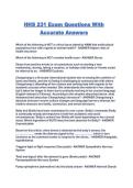 HHS 231 Exam Questions With Accurate Answers