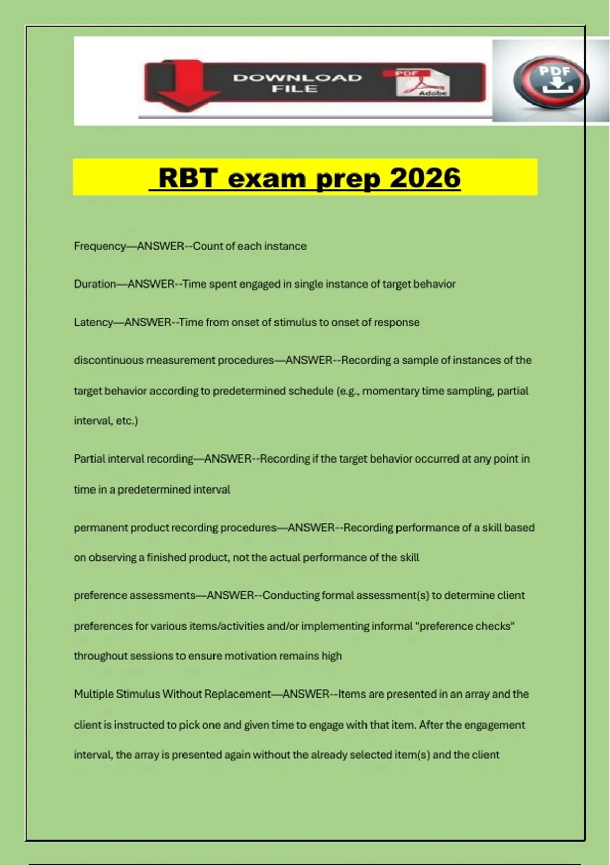 RBT exam prep 2026 - RBT - Stuvia US