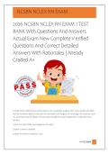 2026 NCSBN NCLEX RN EXAM 1 TEST  BANK With Questions And Answers  Actual Exam New Complete V erified  Questions And Correct Detailed  Answers With Rationales &vert; Already  Graded A&plus; 