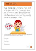 Real HESI Exit Exams Review Test Bank  3 Versions &sol; HESI Exit Exams &lpar;Versions 1&comma;  2 & 3&rpar; Review &ndash; Each Version Contains  160 Questions and Correct Answers &lpar;A  review of Past Real Exams   