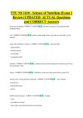TTU NS 1410 - Science of Nutrition &lpar;Exam 1  Review&rpar; UPDATED  ACTUAL Questions  and CORRECT Answers 