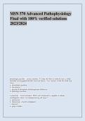 MSN 570 Advanced Pathophysiology  Final with 100&percnt; verified solutions  2023&sol;2024