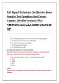 Rail Signal Technician Certification Exam  Practice Test Questions And Correct  Answers &lpar;Verified Answers&rpar; Plus  Rationales 2026 Q&A Instant Download  Pdf 
