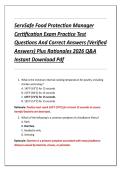 ServSafe Food Protection Manager  Certification Exam Practice Test  Questions And Correct Answers &lpar;Verified  Answers&rpar; Plus Rationales 2026 Q&A  Instant Download Pdf 