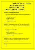 NEW MEXICO  MANUFACTURED  HOUSING DEALER  LICENSE EXAMINATION  QUESTIONS AND ANSWERS 2026