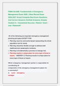 FEMA IS-230E&colon; Fundamentals of Emergency  Management Exam 2026 &vert;&vert; Most Recent Exam                      2026-2027 Actual Complete Real Exam Questions   And Correct Answers &lpar;Verified Answers&rpar; Already  Graded A&plus; &vert; Guaranteed Success &vert; Newest  Exam &vert;  Just  R