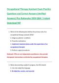Occupational Therapy Assistant Exam Practice  Questions and Correct Answers &lpar;Verified  Answers&rpar; Plus Rationales 2026 Q&A &vert; Instant  Download Pdf 