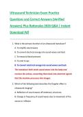 Ultrasound Technician Exam Practice  Questions and Correct Answers &lpar;Verified  Answers&rpar; Plus Rationales 2026 Q&A &vert; Instant  Download Pdf