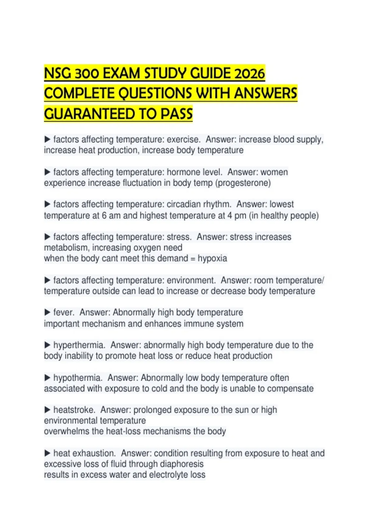NSG 300 EXAM STUDY GUIDE 2026 COMPLETE QUESTIONS WITH ANSWERS ...