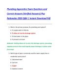 Plumbing Apprentice Exam Questions and  Correct Answers &lpar;Verified Answers&rpar; Plus  Rationales 2026 Q&A &vert; Instant Download Pdf