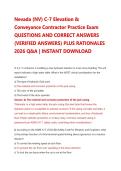 Nevada &lpar;NV&rpar; C-7 Elevation & Conveyance Contractor Practice Exam QUESTIONS AND CORRECT ANSWERS &lpar;VERIFIED ANSWERS&rpar; PLUS RATIONALES 2026 Q&A &vert; INSTANT DOWNLOAD