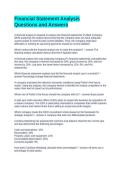Financial Statement Analysis Questions and Answers