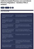California Hospital Pharmacy Laws and Internet Pharmacy Regulations &ndash; Questions With A&plus; Solutions