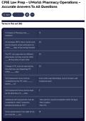 CPJE Law Prep - UWorld&colon; Pharmacy Operations &ndash; Accurate Answers To All Questions
