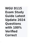 WGU D115 Exam Study Guide Latest Update 2024 Questions with 100 Verified Correct Answers by Expert
