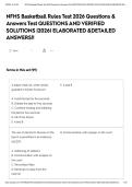 NFHS Basketball Rules Test 2026 Questions & Answers Test QUESTIONS AND VERIFIED SOLUTIONS &vert;2026&vert; ELABORATED &DETAILED ANSWERS&excl;&excl;
