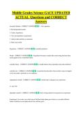 Middle Grades Science GACE UPDATED  ACTUAL  Questions and CORRECT  Answers